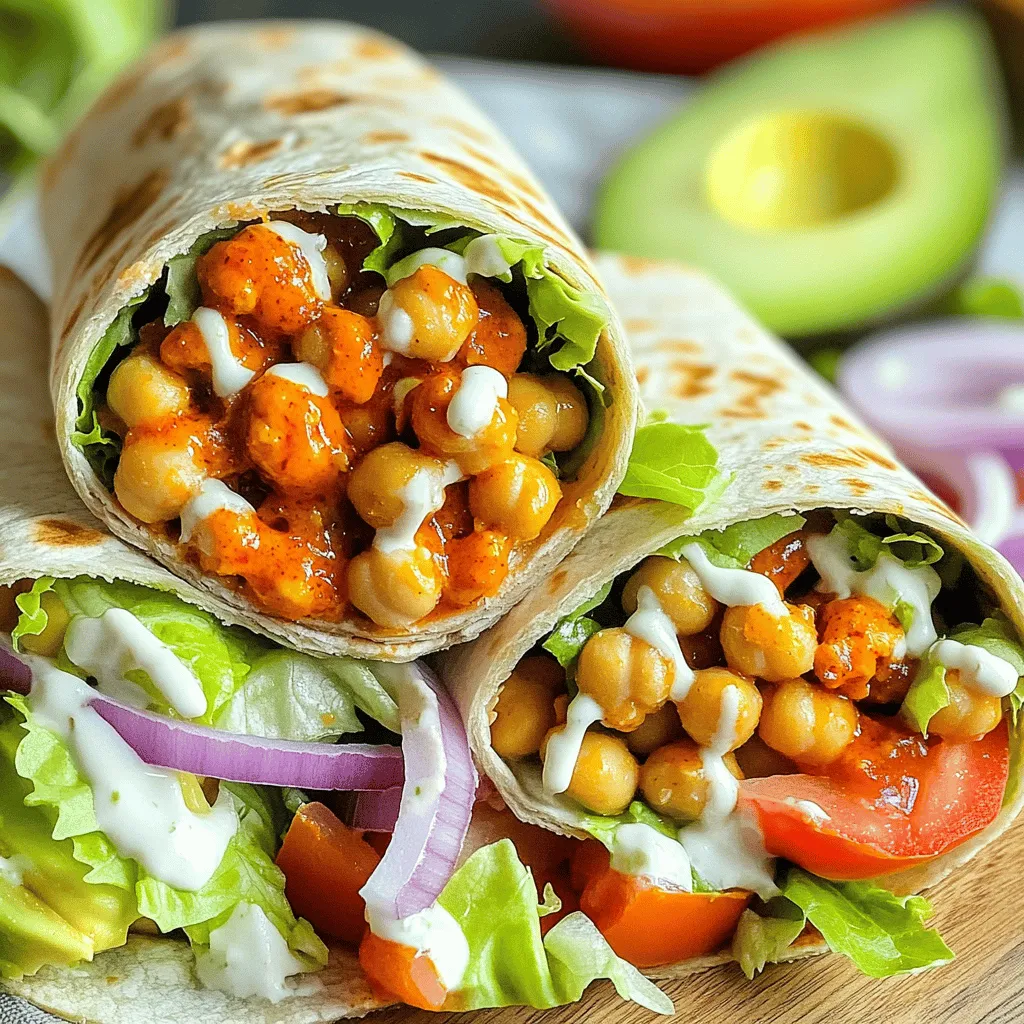 Vegan Buffalo Chickpea Wraps Packed with Flavor