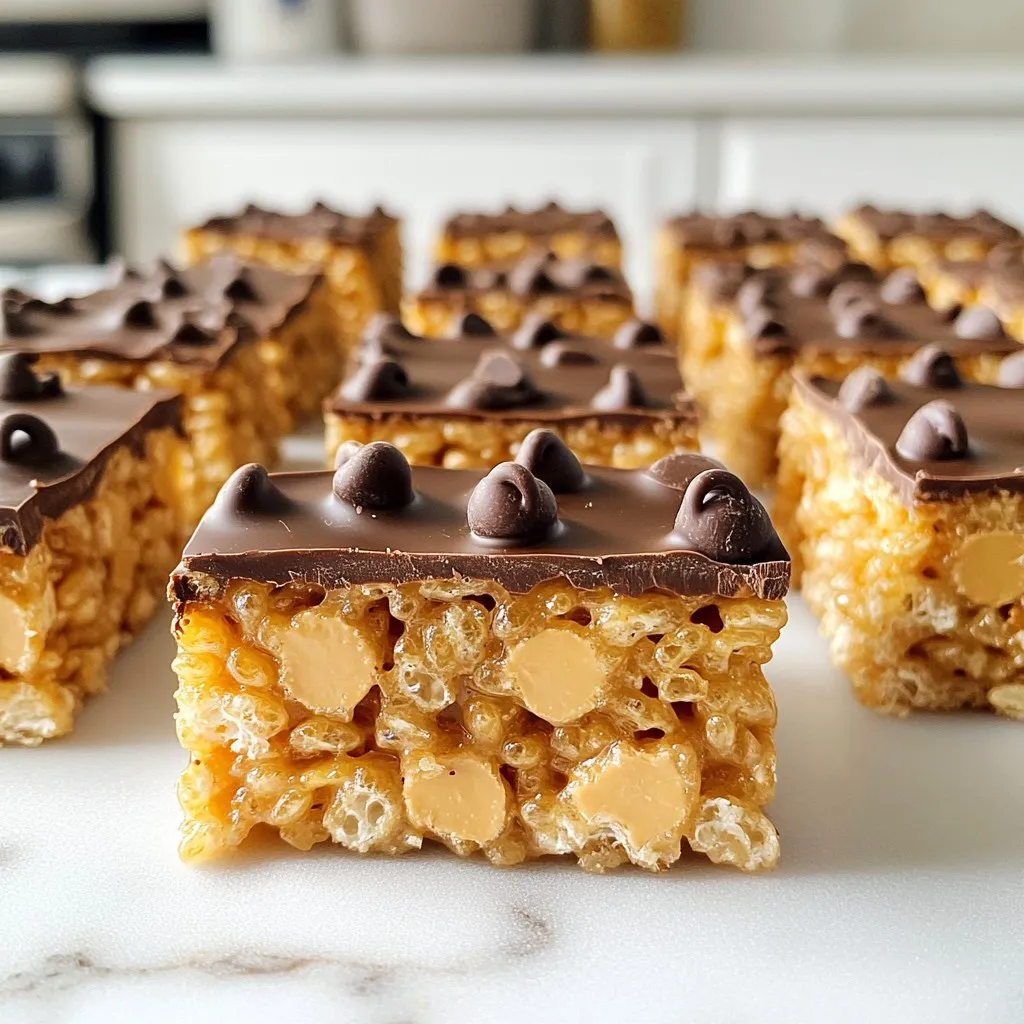 Peanut Butter Chocolate Rice Krispie Treats Delight