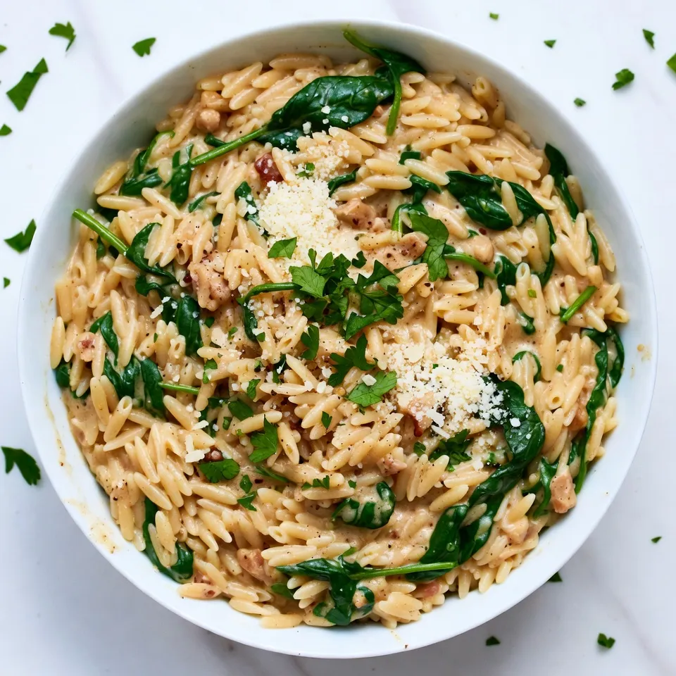 Creamy Garlic Spinach Orzo Simple Weeknight Meal