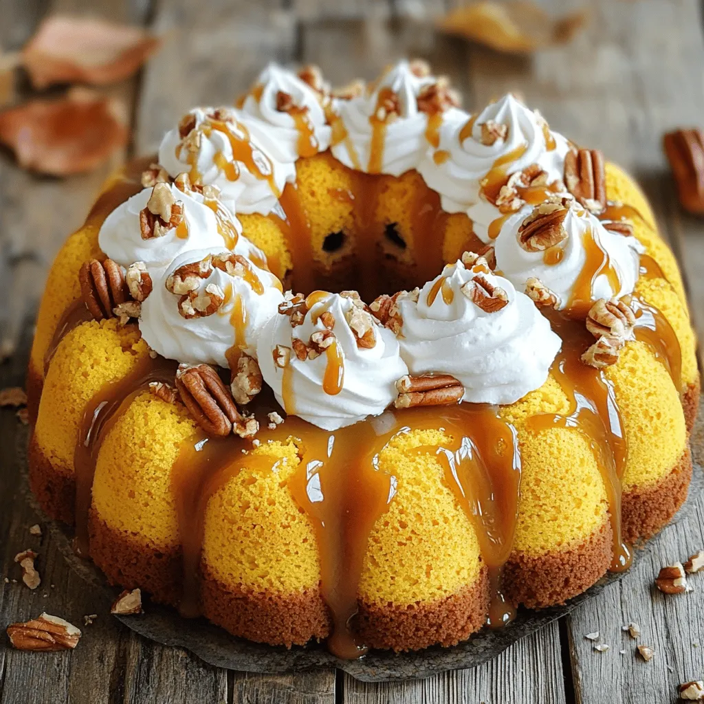 Pumpkin Caramel Poke Cake with Whipped Cream Delight