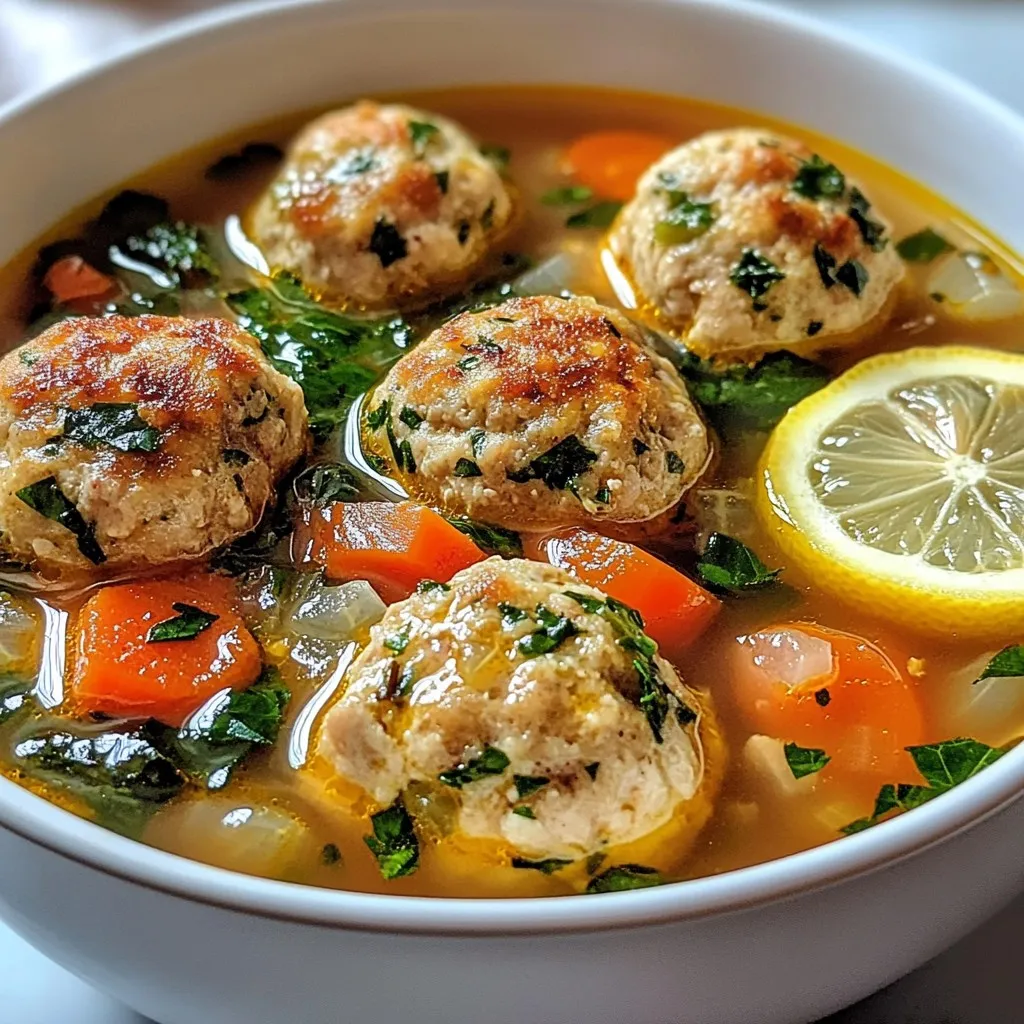 Garlic Herb Chicken Meatball Soup Easy Comfort Dish
