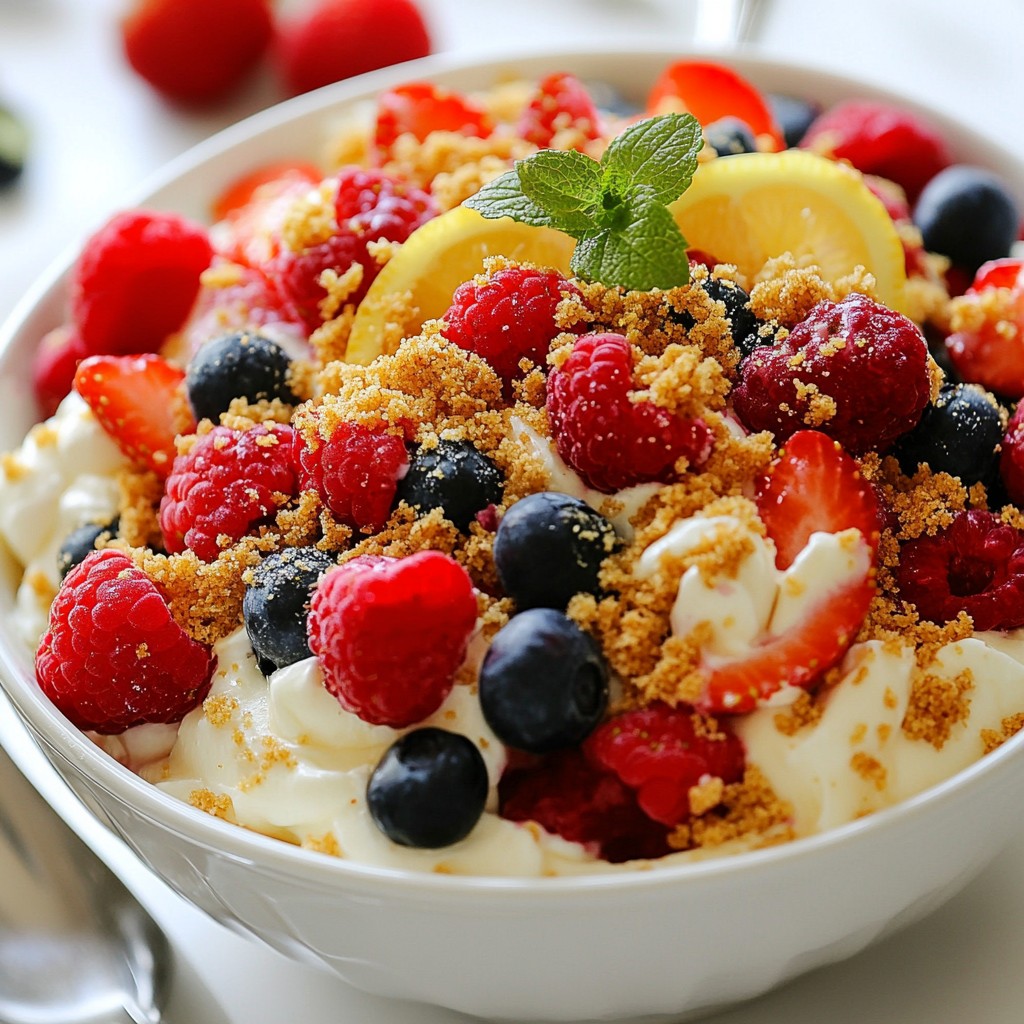 Berry Lemon Cheesecake Salad Refreshing Dessert Delight