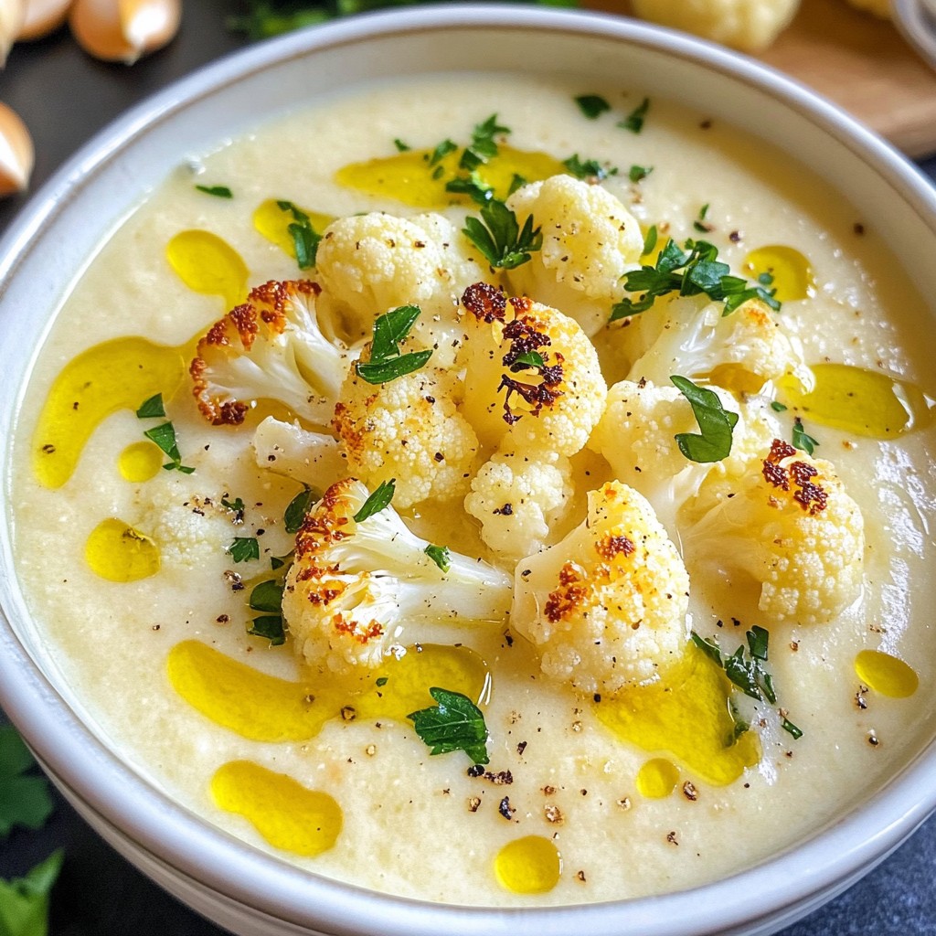 Roasted Garlic Cauliflower Soup Creamy and Savory Dish