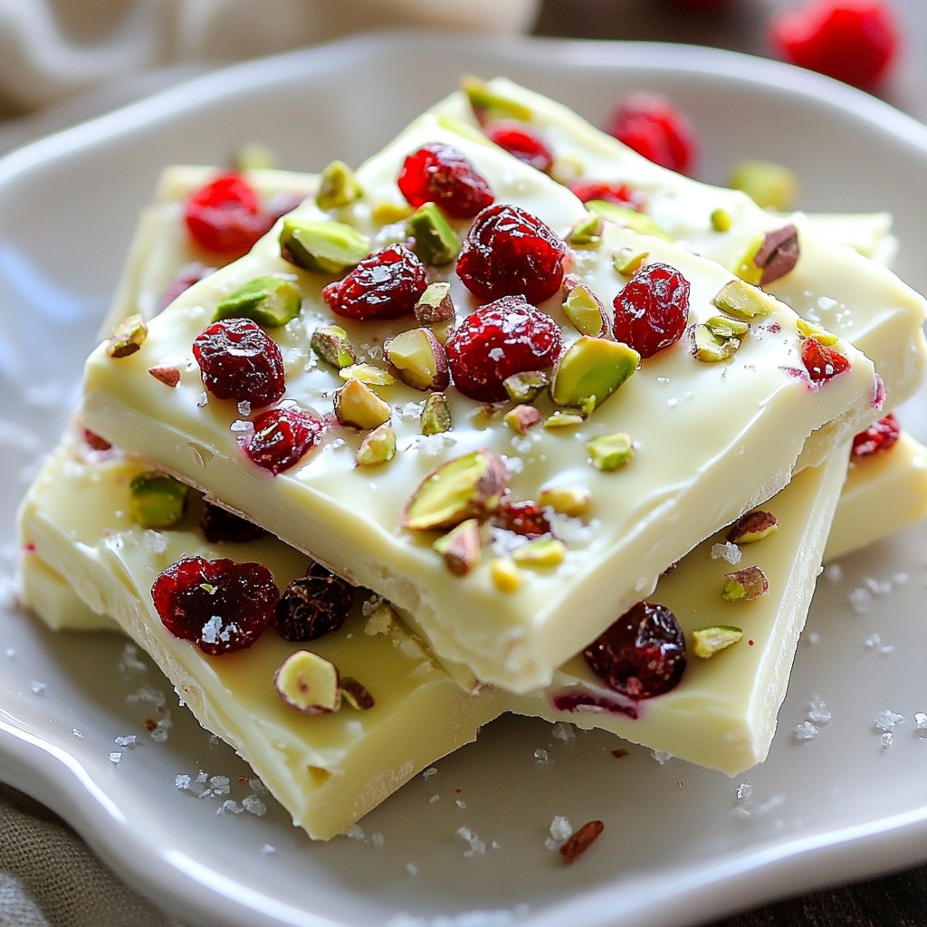 Cranberry Pistachio White Chocolate Bark Delight