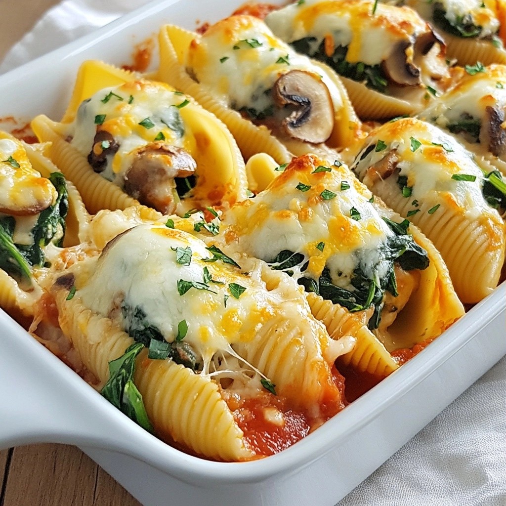 Cheesy Family Meal Mushroom Spinach Stuffed Shells