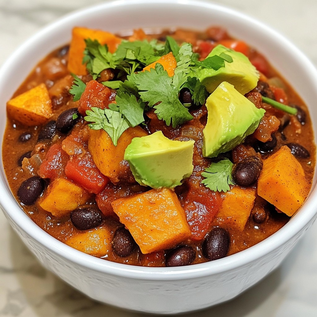 Savory Sweet Potato Black Bean Chili Healthy Meal Idea