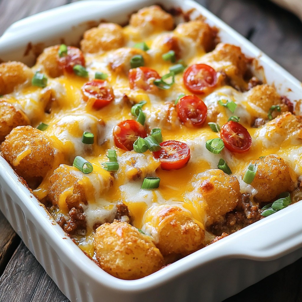 Loaded Cheeseburger Tater Tot Casserole Delight