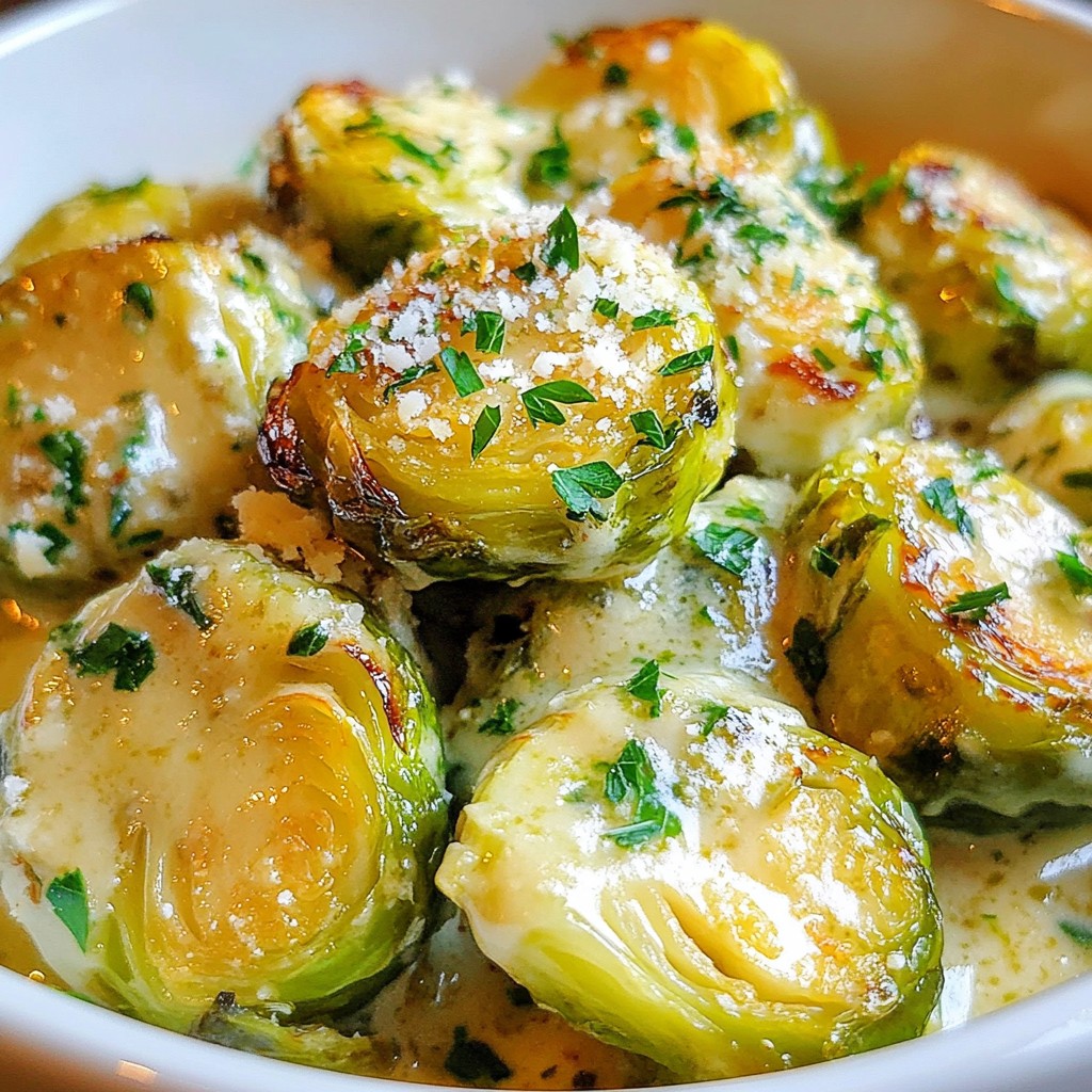 Creamy Garlic Parmesan Brussels Sprouts Delightful Dish