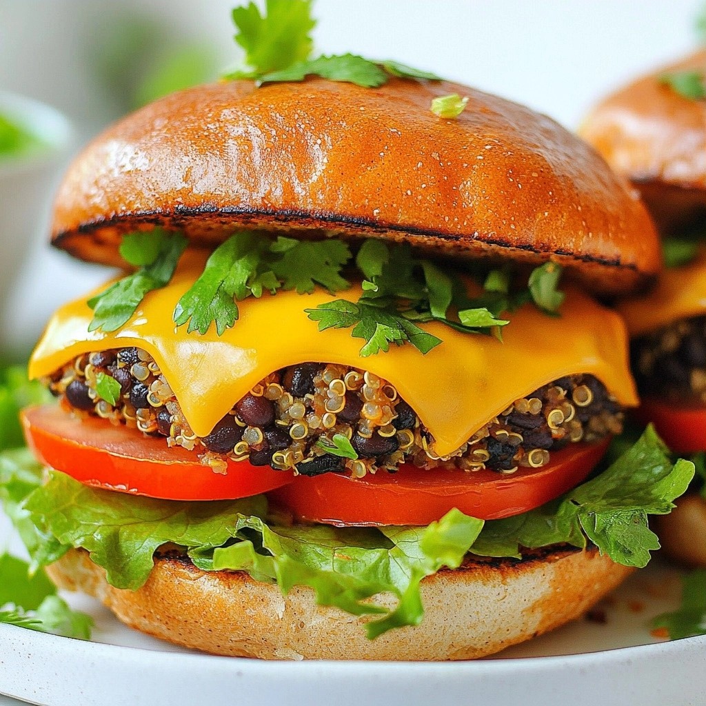 Cheesy Family Meal Veggie and Black Bean Burgers Delight