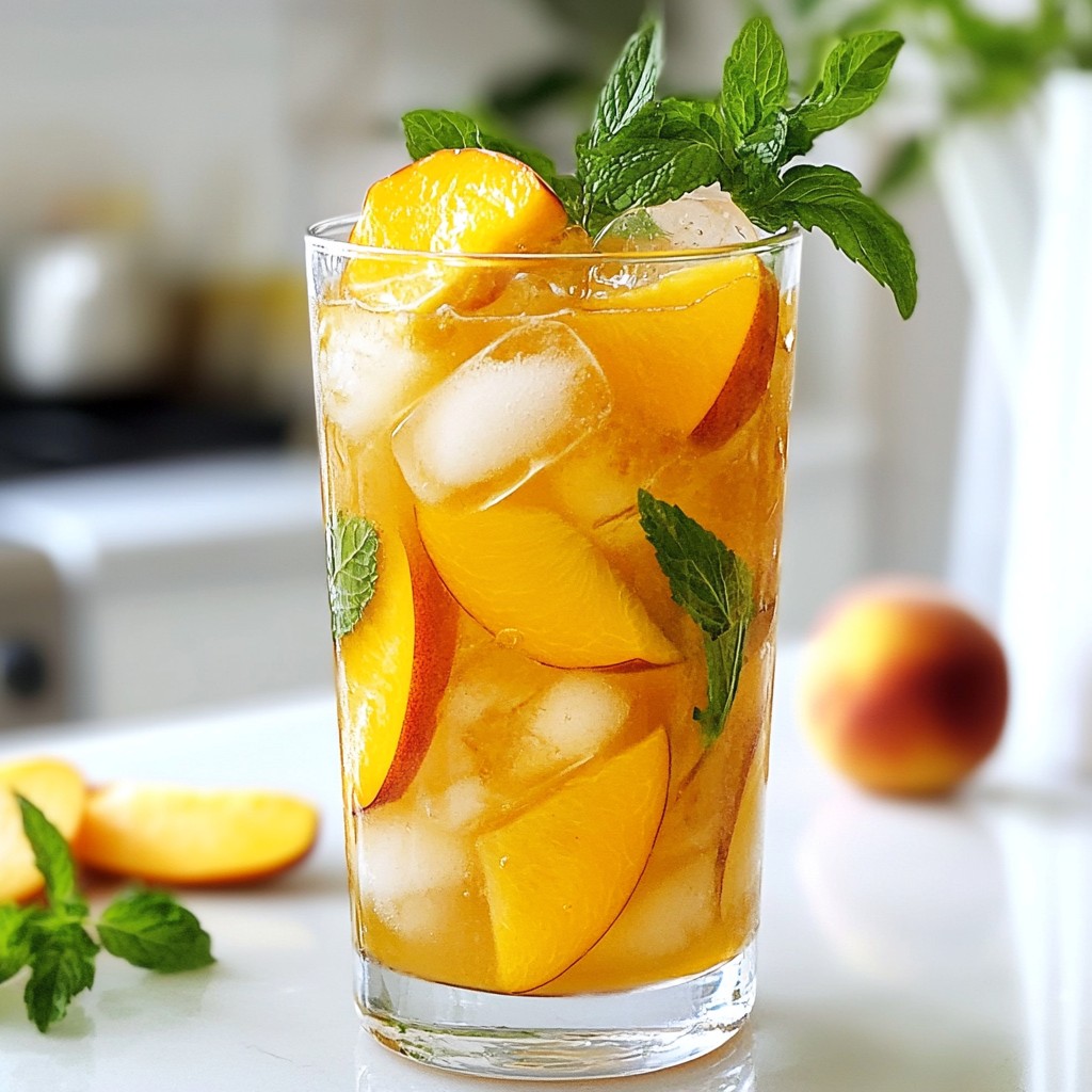Ginger Peach Iced Tea Spritzer Refreshing Summer Drink