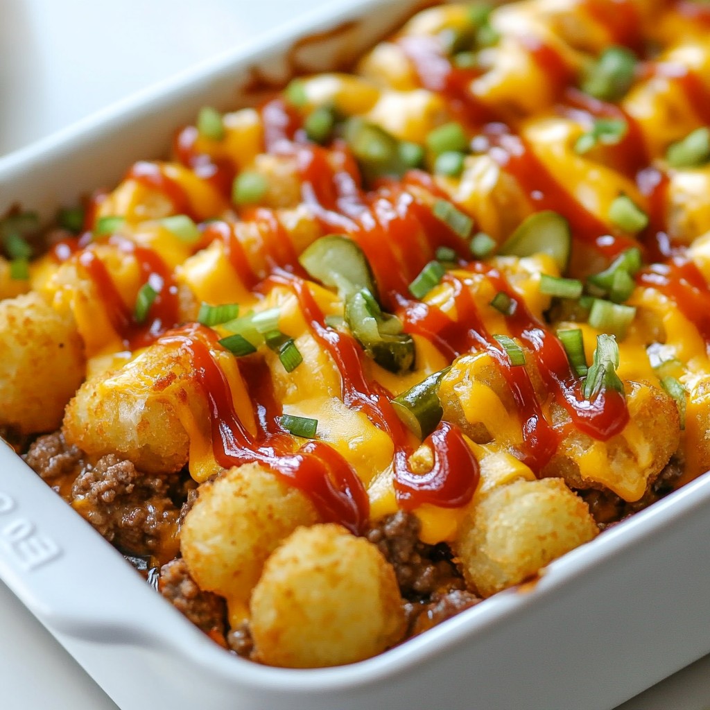 Loaded Cheeseburger Tater Tot Casserole Delight