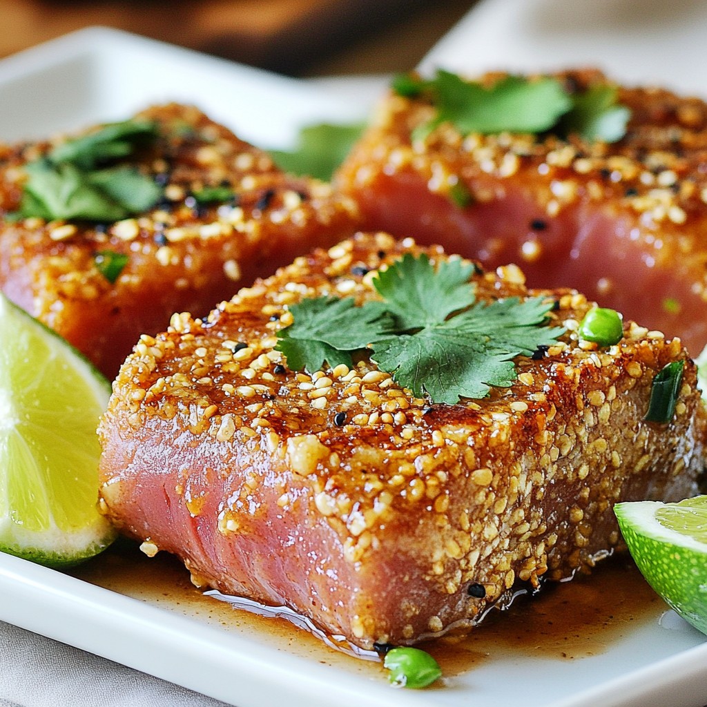 Sesame Crusted Ahi Tuna Steaks Flavorful Dinner Delight