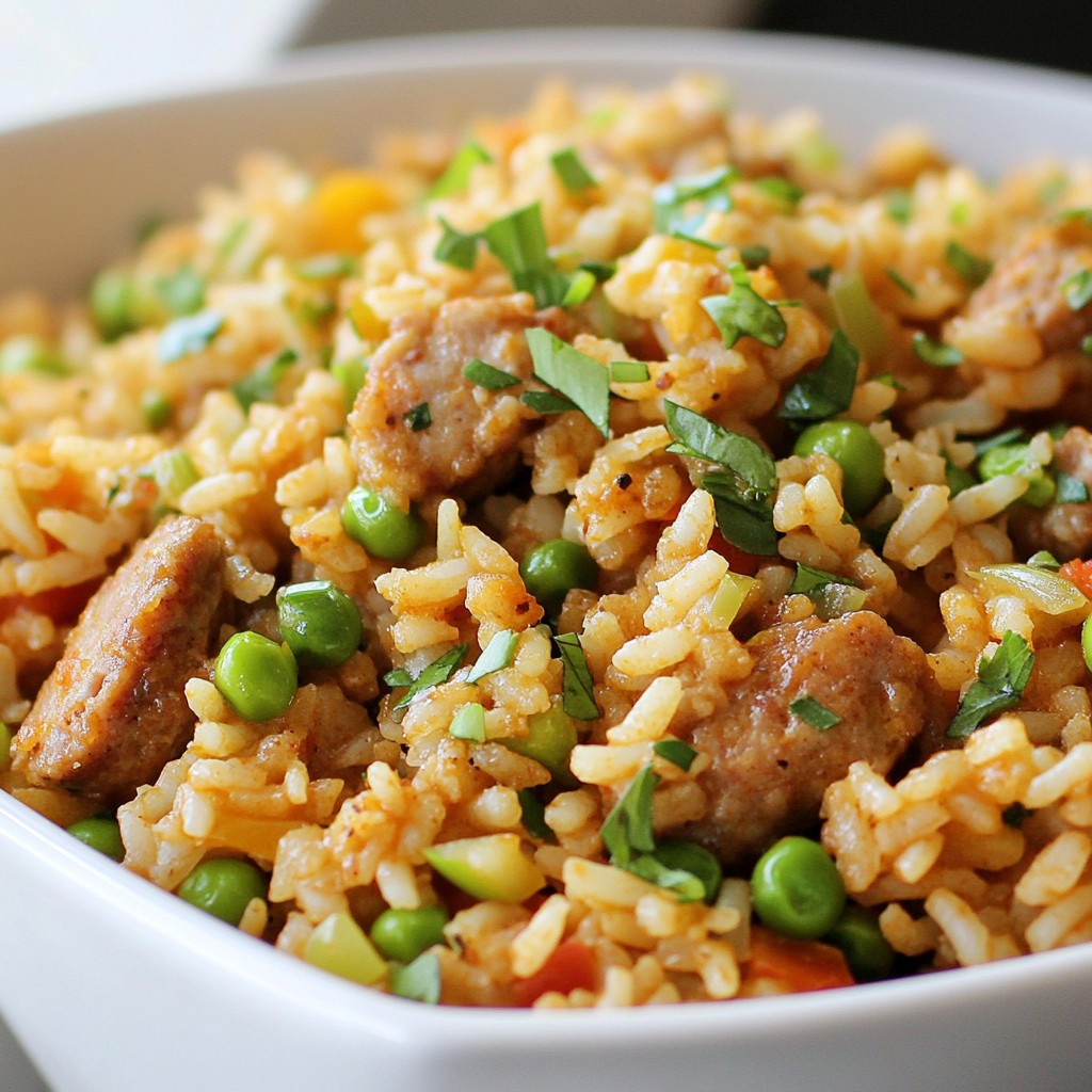 Cajun Dirty Rice with Turkey Sausage Flavor Boost